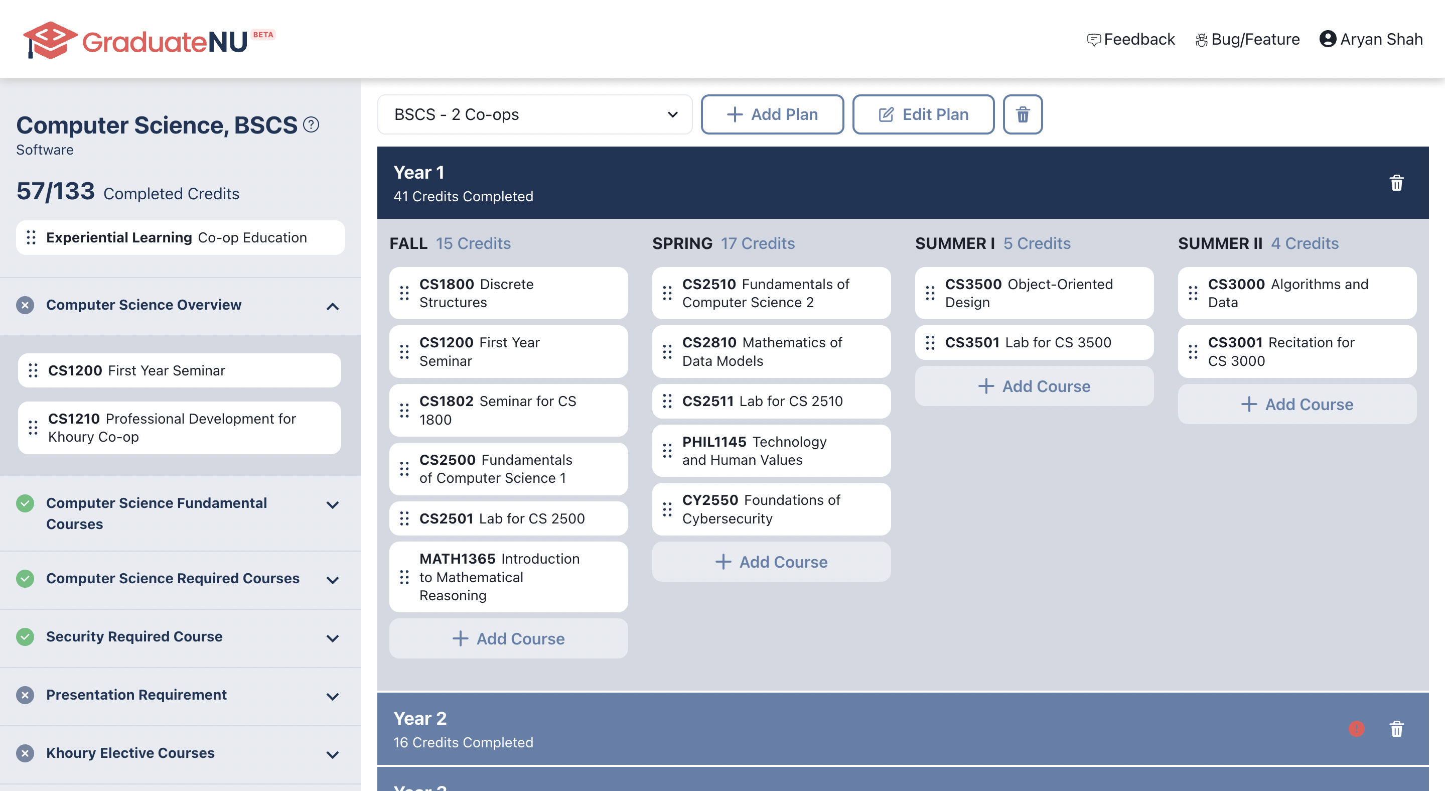 GraduateNU app snippet